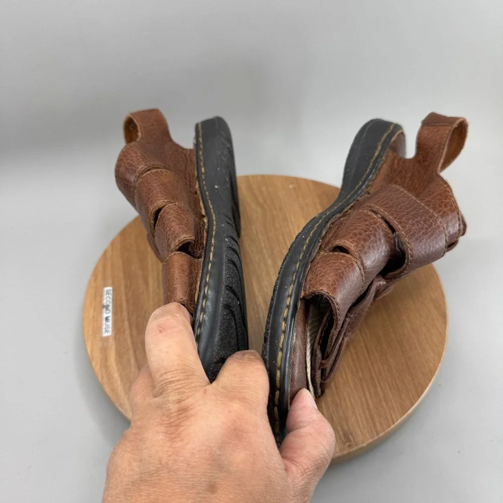 Born‎ Leather Fisherman Sandals Mens 13 Brown H12306 Granola Gorpcore Dadcore